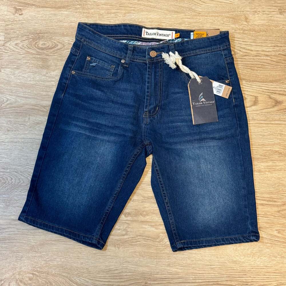 Tailor Vintage Greenwich Smart Men's Denim Shorts Blue Stretch Slim Fit 30